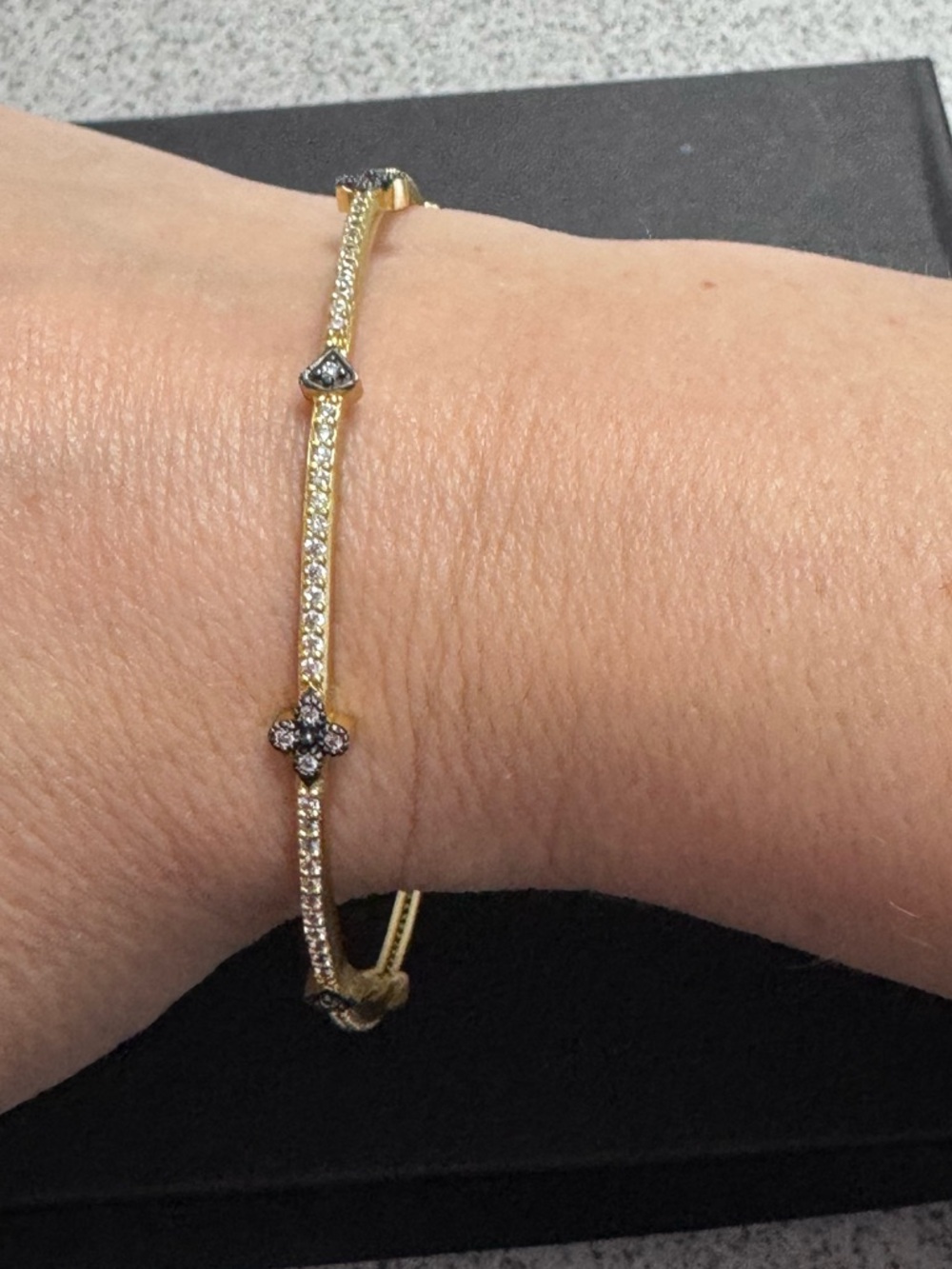 Freida Rothman Signature Pave Clover Station Bangle